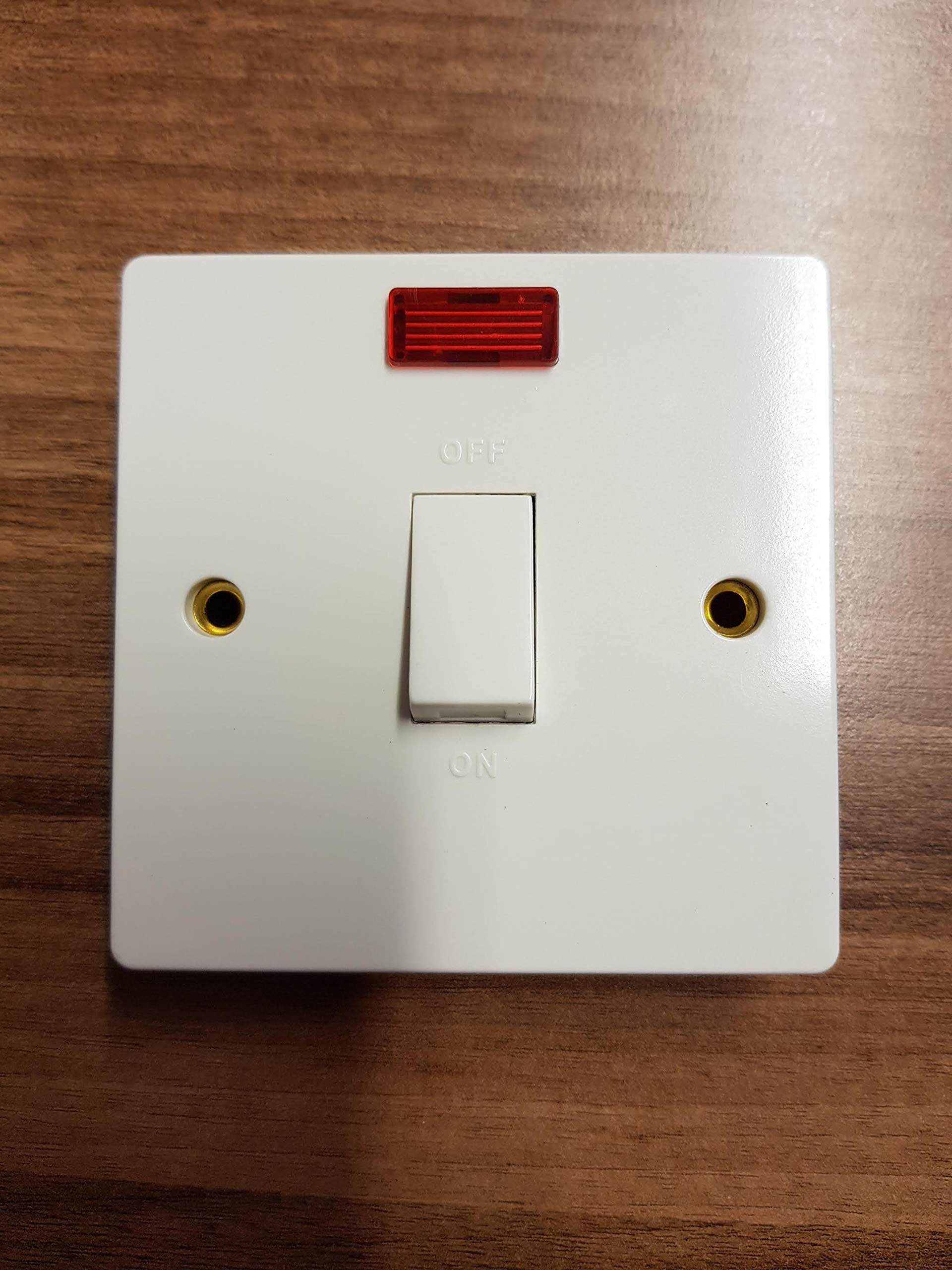 White 20A Double Pole Switch With Neon Indicator