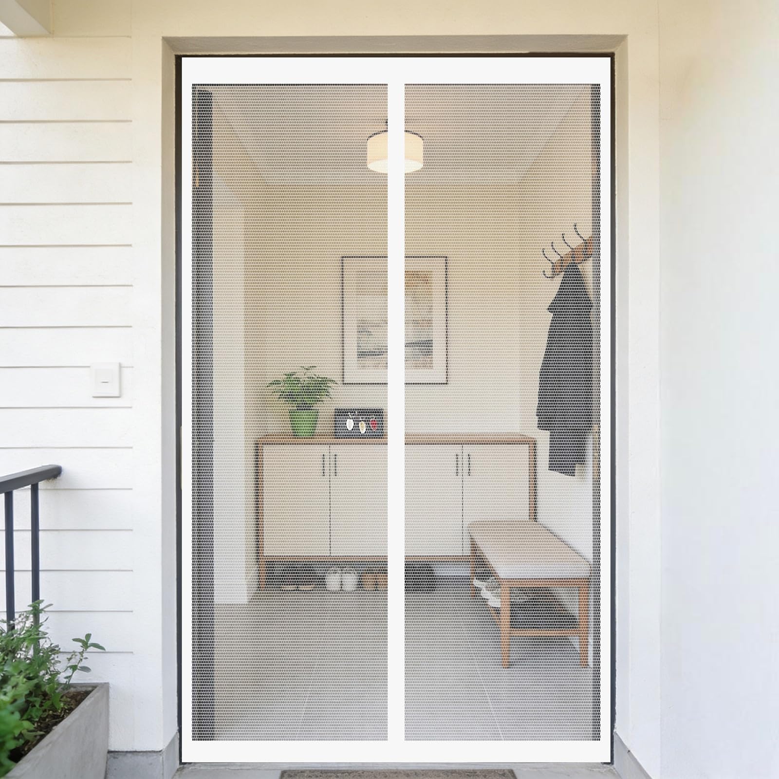 Moustiquaire porte sans perçage rideau maille blanc fermeture automatique