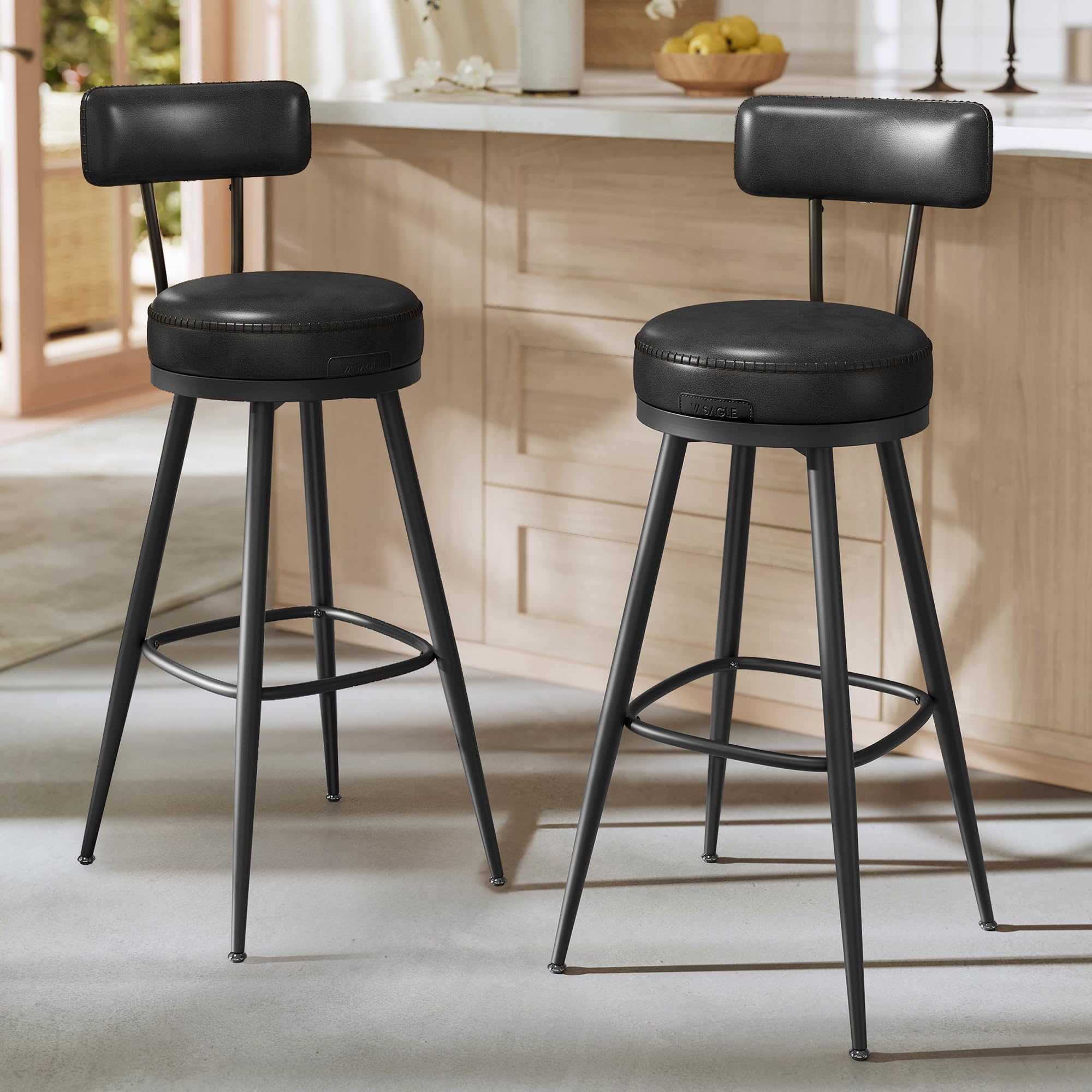 VASAGLE EKHO Swivel Bar Stools, 30-In, Ink (Set of 2)