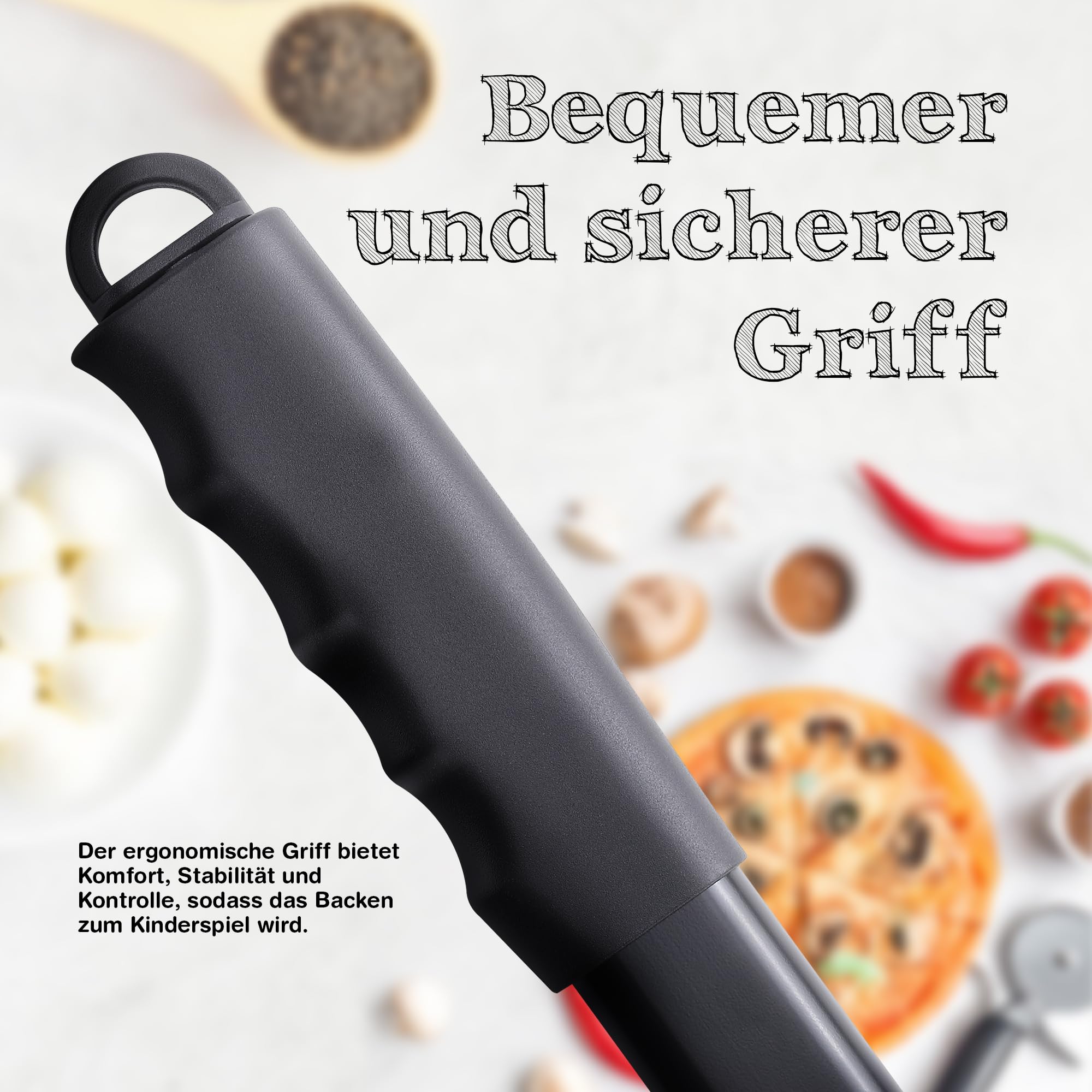 Pizza Lover® hochwertiger Pizzaschieber perforiert 30 x 30 cm Pizzaschaufel aus harteloxiertem Aluminium (Antihaft) Pizzaheber für hausgemachte Pizza & Brot ideal für Pizzastein, Backofen & Grill