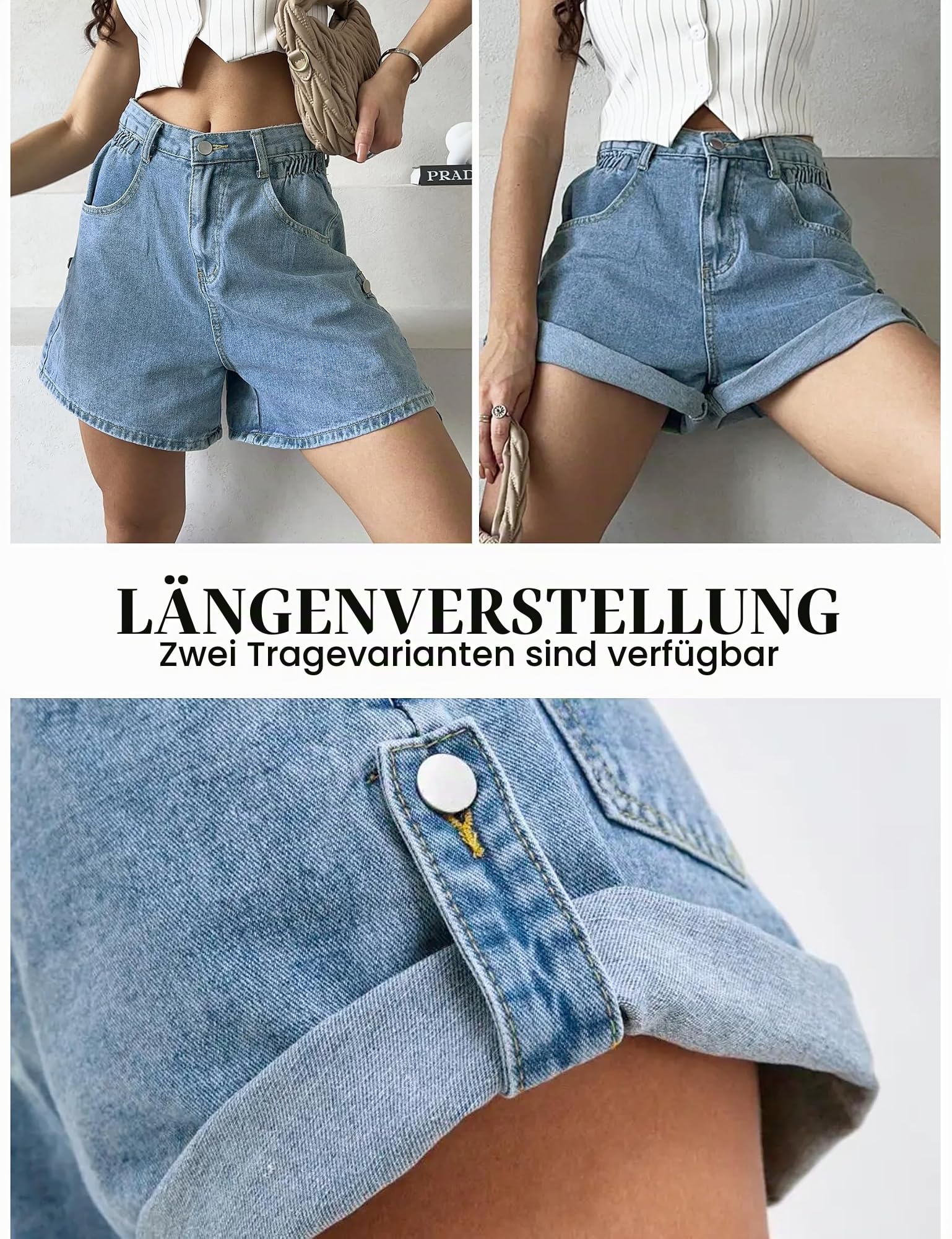 Fengbay Damen Jeans Shorts High Waisted Casual Denim Kurze Hosen Hotpants