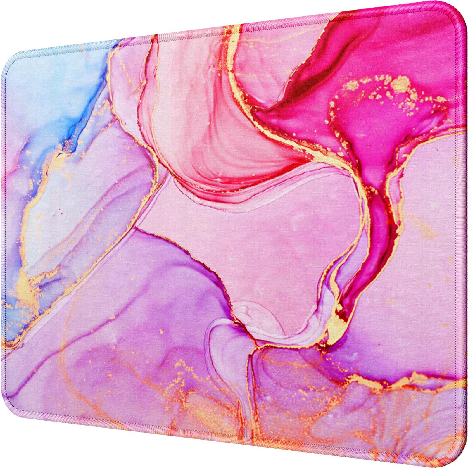 MROCO Mouse Pad [30% Larger] with Anti-fray Stitching, Premium-Textured & Waterproof Computer Mousepad with Non-Slip Rubber Base, Gaming Mouse Mat for Laptop, Office & Home, Pink Marble