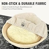 Vista 3 de WALFOS Paño de revestimiento para cesta de pan, 6 paquetes de 10 pulgadas de tela redonda a prueba de pan, cubierta de cesta de masa para hornear