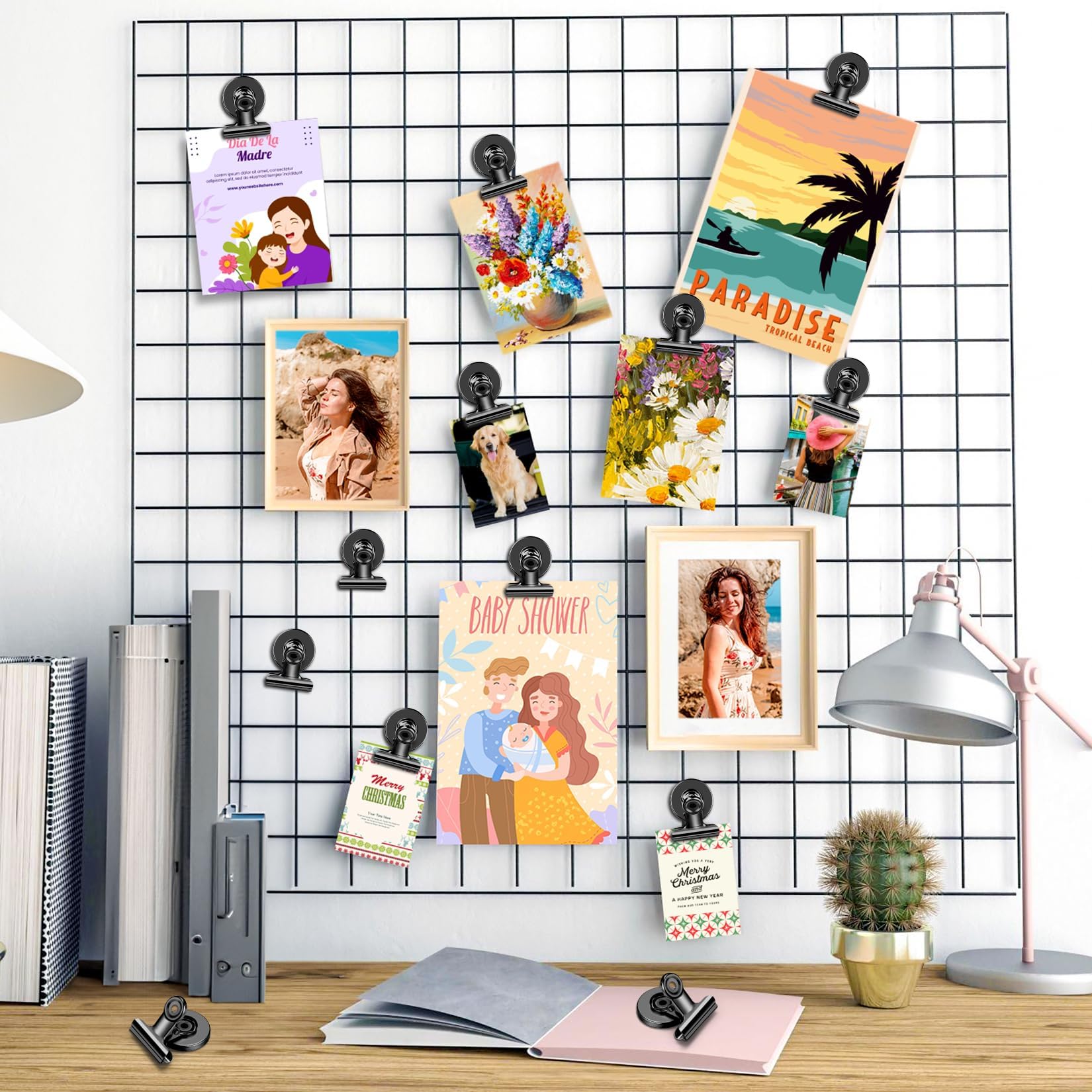Confezione da 90 clip magnetiche, magneti da frigorifero, clip magnetiche nere per lavagna bianca, magneti a clip per esporre foto, casa, ufficio, classe
