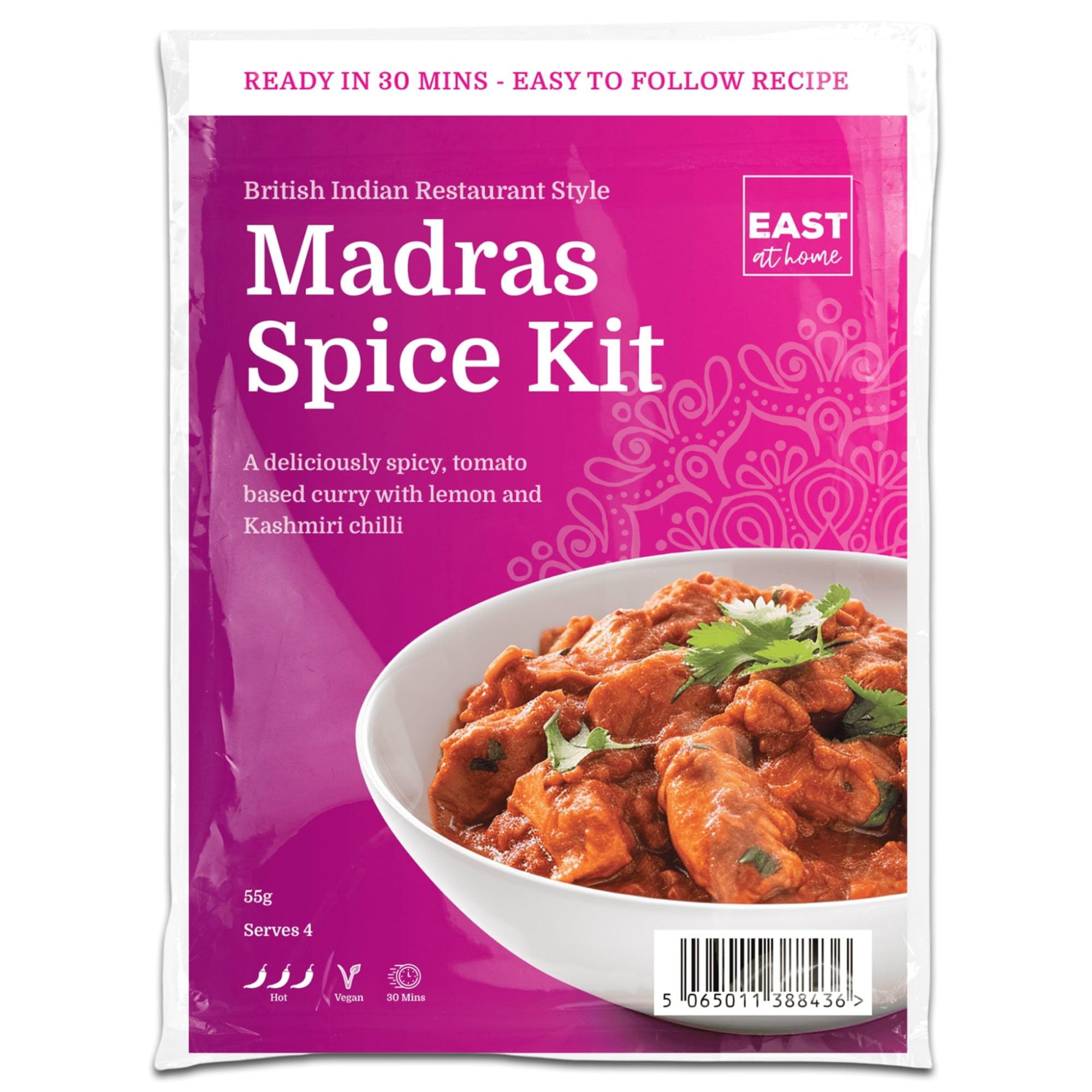 East At HomeMadras Spice Kit, Authentic Restaurant Style Madras Curry in 30 Minutes, Serves 4, Vegan & Gluten-Free, Handcrafted with Premium Indian Spices