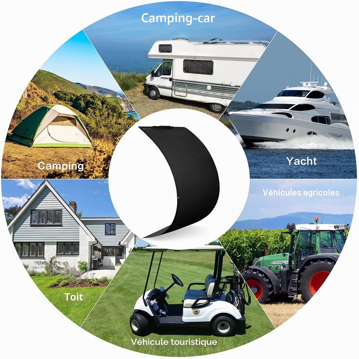 Topsolar Panneau solaire flexible 360 W 24 V/12 V monocristallin pliable – 2x180 W 12 V semi-flexibles mono panneaux solaires mono chargeur hors réseau pour camping-car, voiture, surfaces inégales