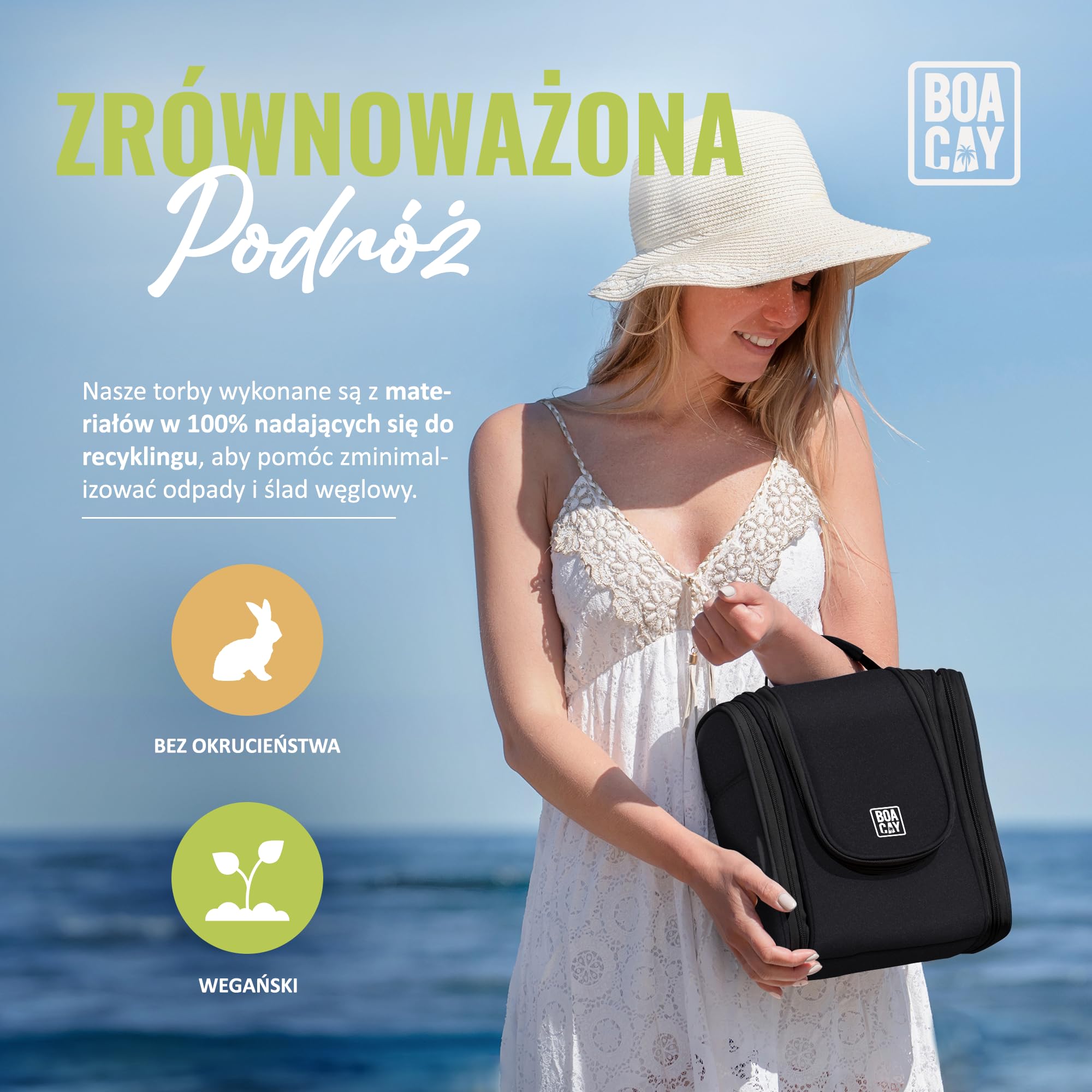 BOACAY Wisząca Kosmetyczka Podróżna dla Kobiet i Mężczyzn, Organizer na Kosmetyki, Niezbędniki, Akcesoria Podróżne