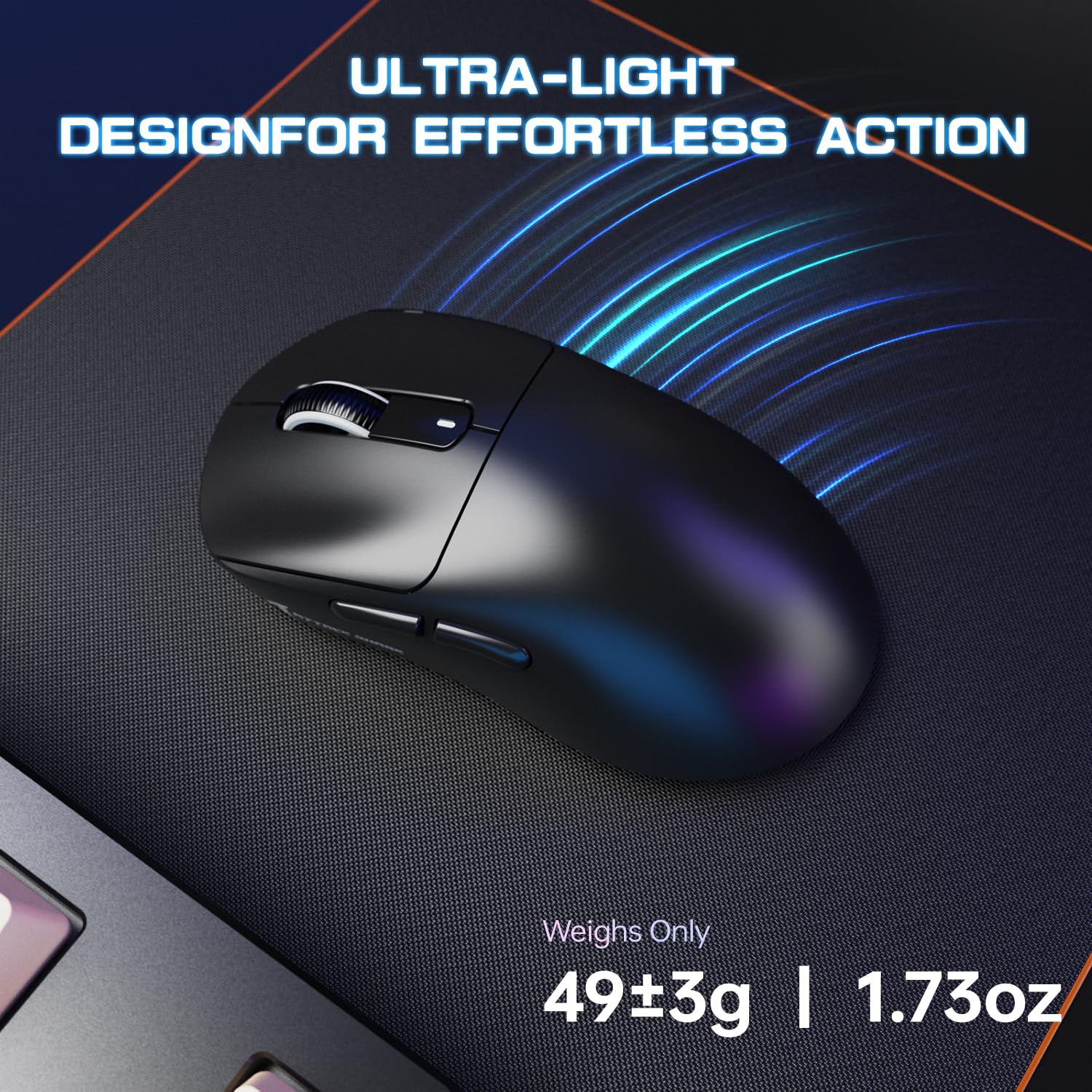 ATTACK SHARK X3MAX Superlight de 49g Ratón, Sensor PixArt PAW3950, hasta 420000 dpi, Ratón para Juegos BT/2.4G Wireless/Wired con Cable en Espiral, 100M Clicks Optical Microswitches, para PC/Xbox/Mac