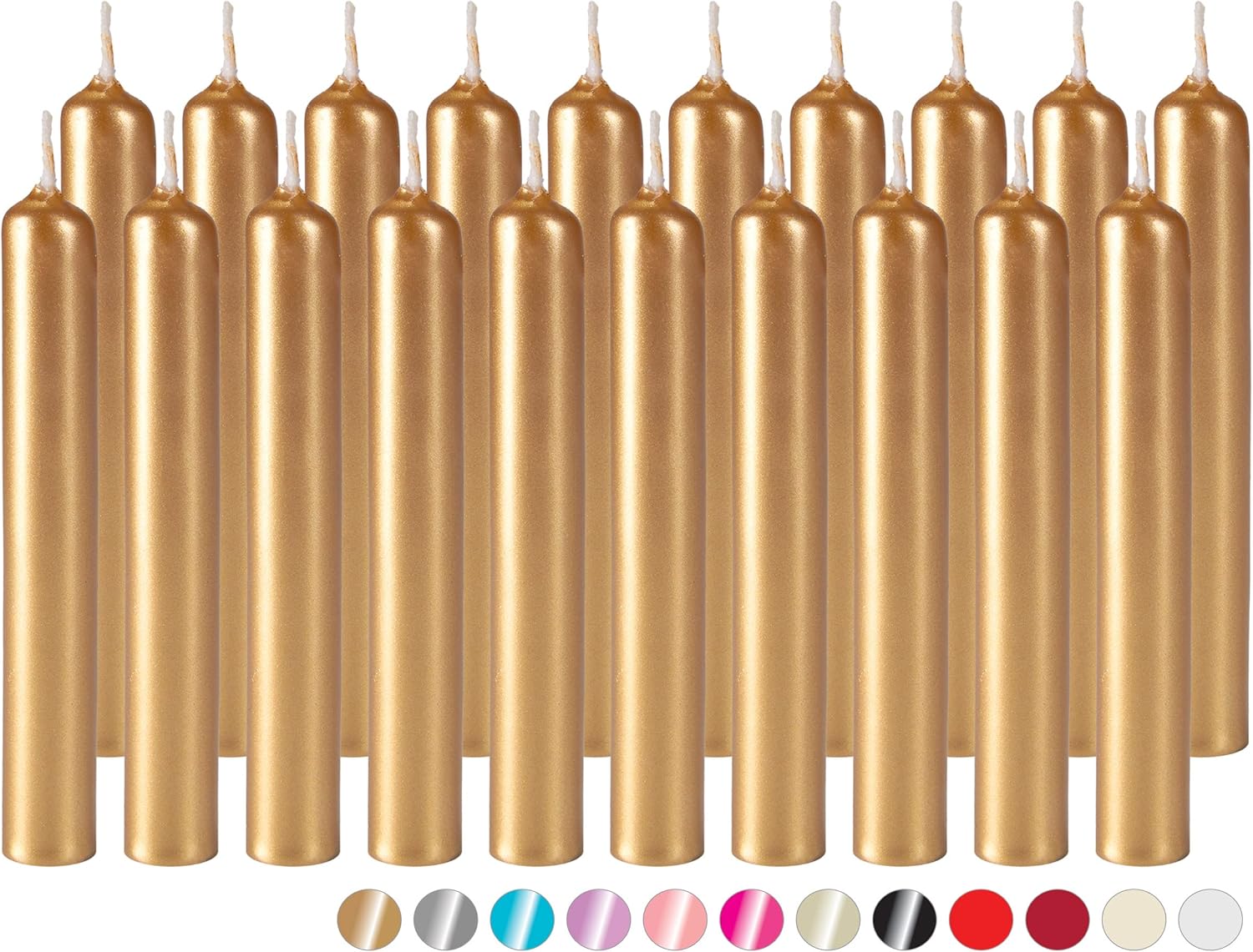 BRUBAKER Mini Taper Candles 100 pcs - Gold - 3.75 x 0.5 Inches Unscented Candles for Rituals, Spells, Witchcraft, Wedding, Home Decor and Party