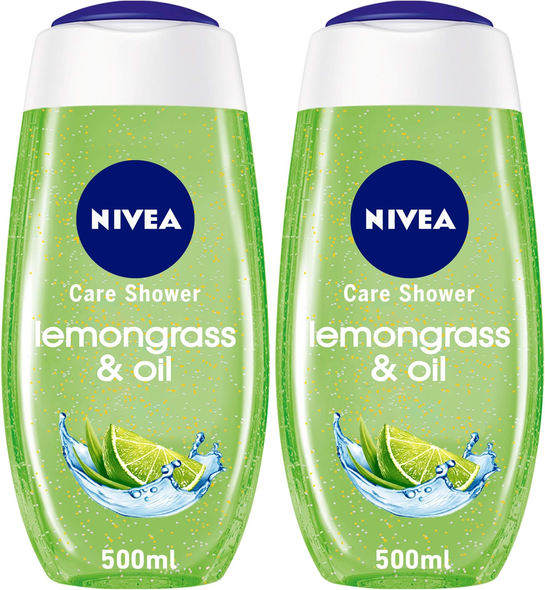 NIVEA Shower Gel Body Wash, Lemongrass & Oil Caring Oil Pearls Lemongrass Scent, 2x500ml