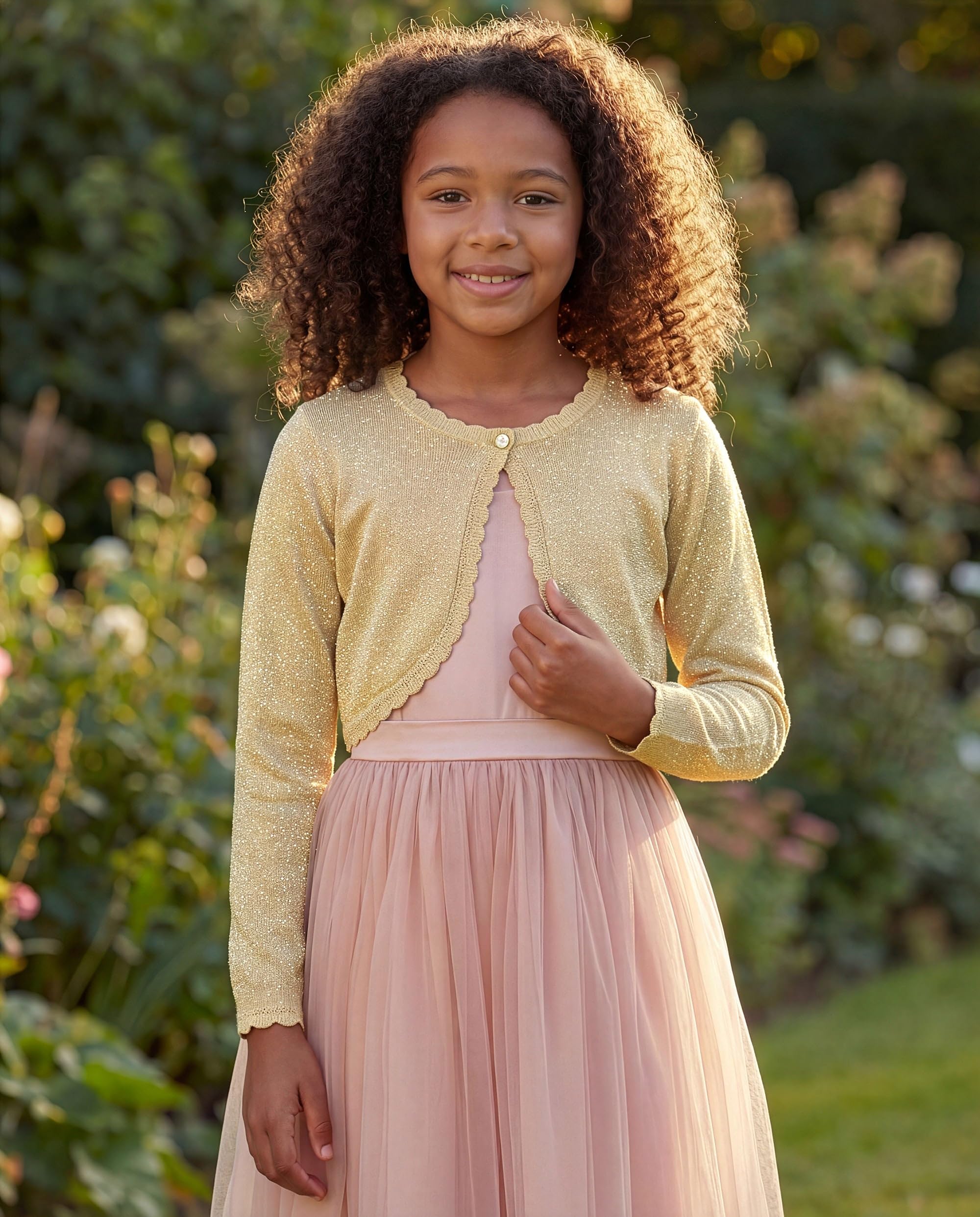 BlackButterfly Boléro Cardigan Scintillant à Manches Longues pour Fille Enfant