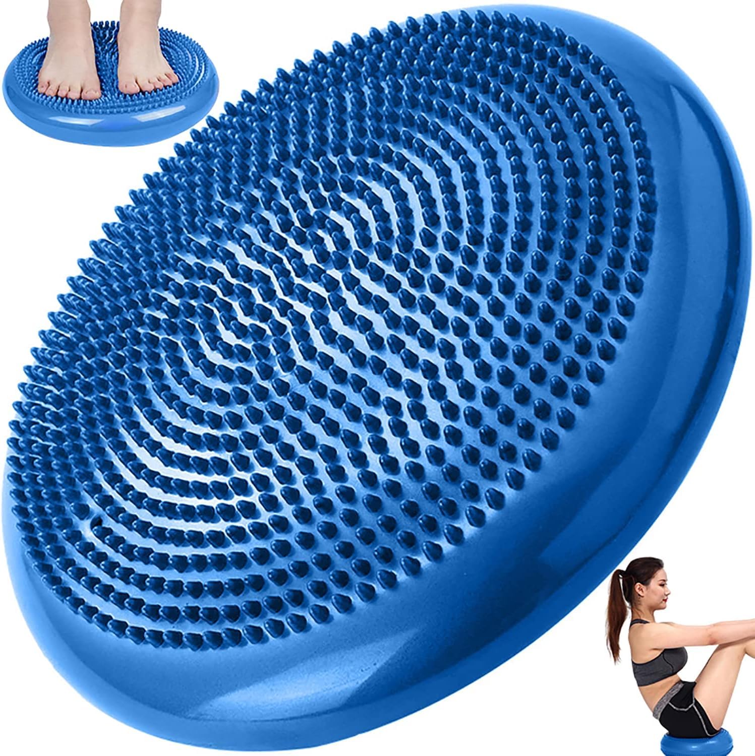 Inflated Stability Wobble Cushion Pad, Yoga Pad with Pump, Extra Thick Core Balance Disc, Kids Wiggle Seat, Sensory Cushion for Elementary School Chair (Multi Colour)