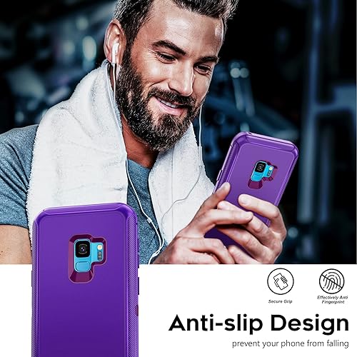 Miniatura 6 de LeYi Funda para Samsung S9, Galaxy S9, 3 en 1, cuerpo completo, a prueba de golpes, de goma, a prueba de polvo, resistente, protección para teléfono