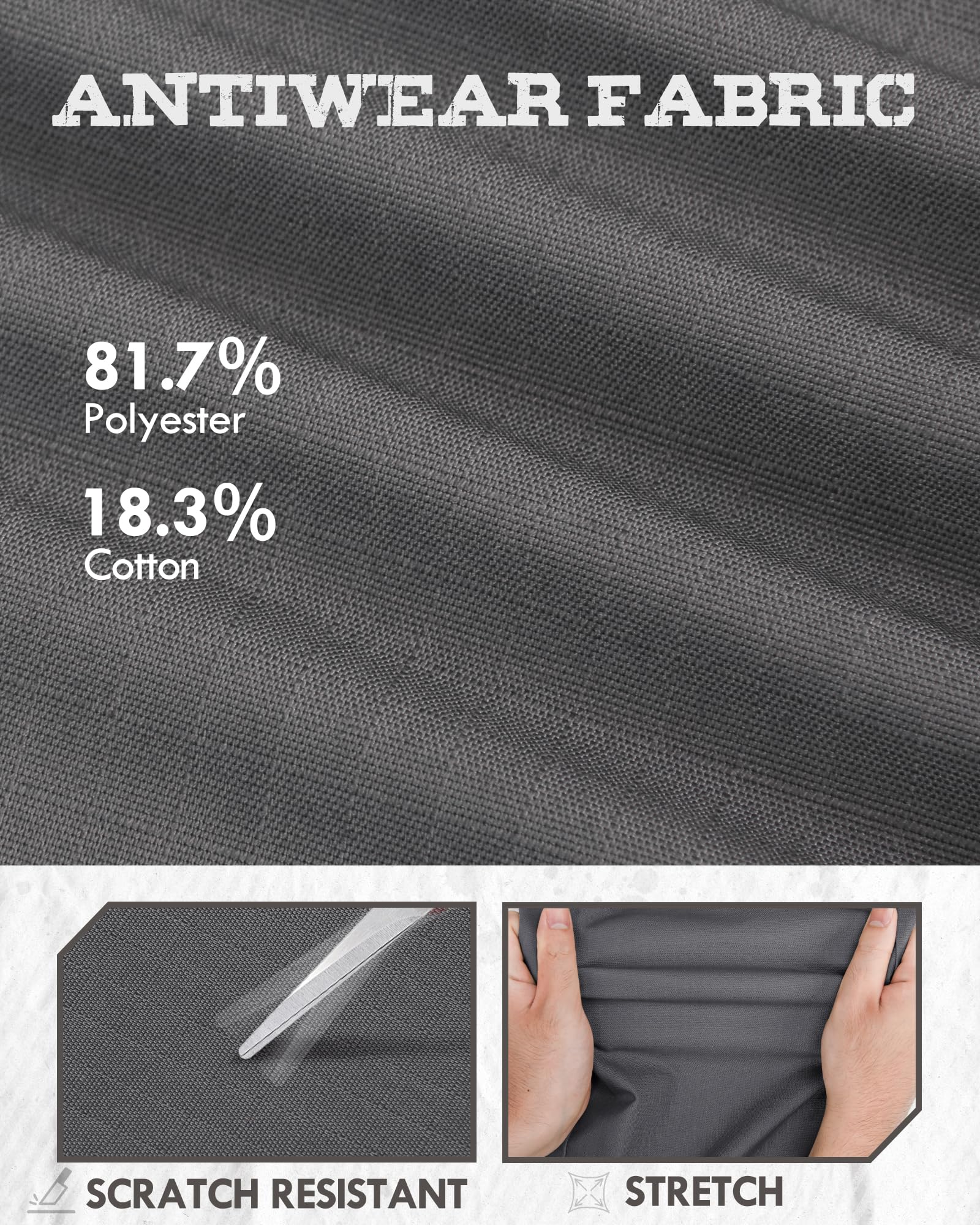 IGOLUMEN Work Pants for Men Stretch Tactical Pants with 11 Pockets Ripstop Cargo Pant Construction Utility Trouser Hiking EDC,Grey — view 4