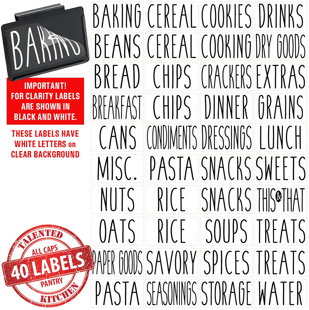 Talented Kitchen 8 Removable Black Clip On Label Holders for Storage