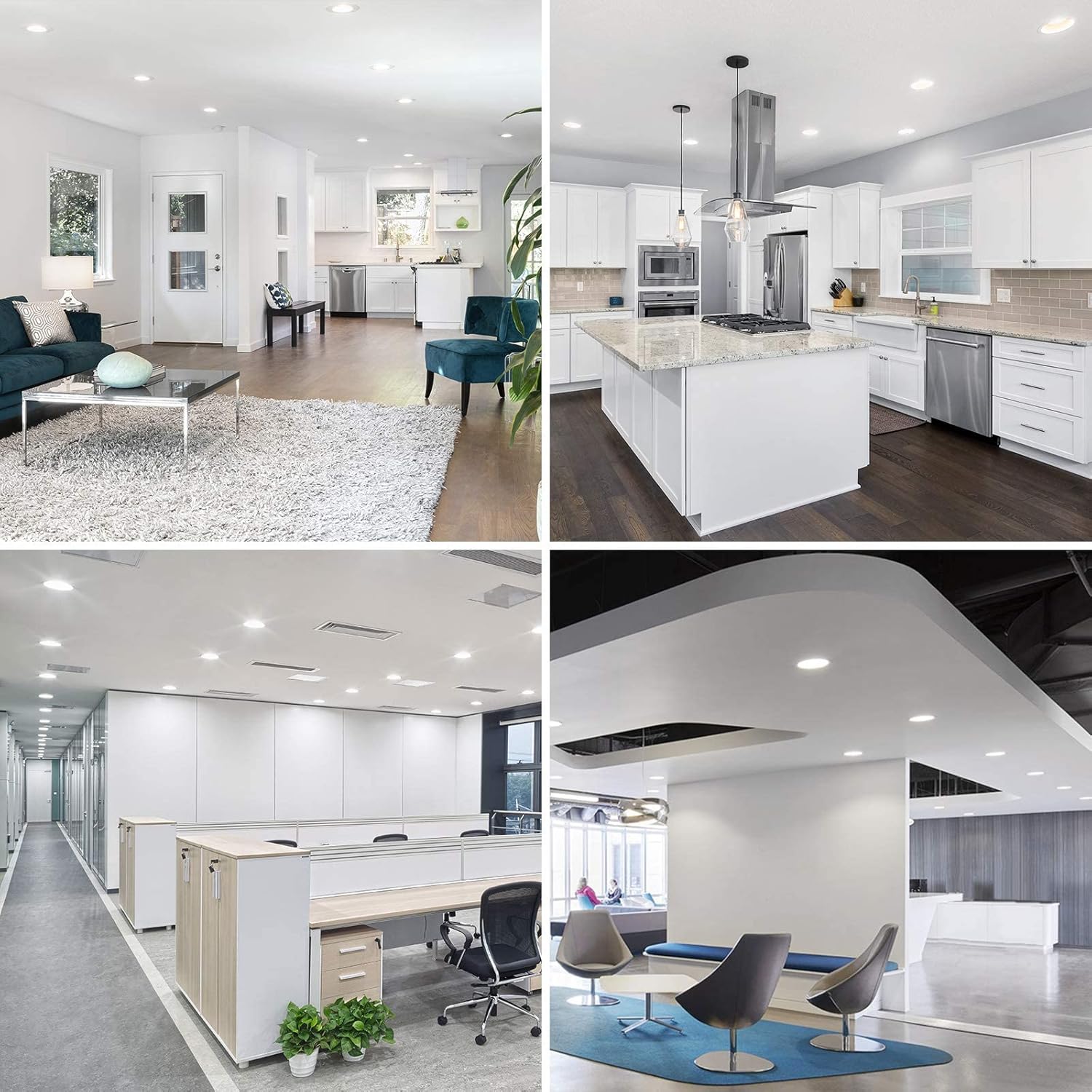 Lepro Bundle - 6 Pack 4 Inch Canless LED Recessed Light with Junction Box 5000K Daylight 75W,750LM + LED Recessed Lighting Ceiling Lights, Warm White, 8 Pack