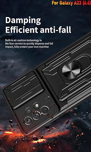 Miniatura 7 de Funda tipo cartera para Samsung Galaxy A23, ranura para tarjeta de crédito, diseño portátil, resistente, doble capa, protección híbrida acolchada de