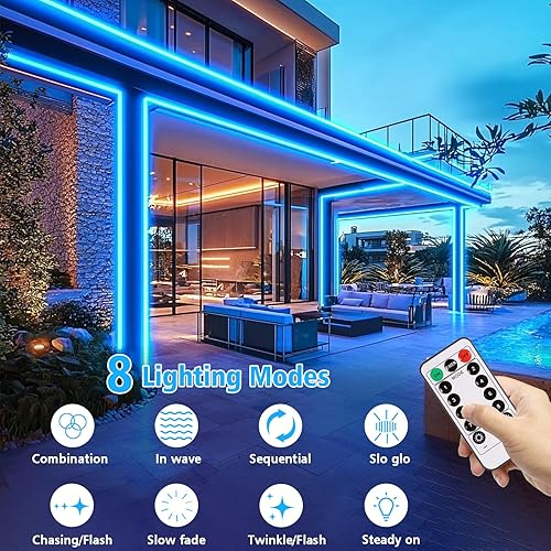 Vista 26 de Tira de luces LED que funciona con pilas, 90 luces LED de 9.8 pies con temporizador remoto regulable, tira de luces flexibles impermeables