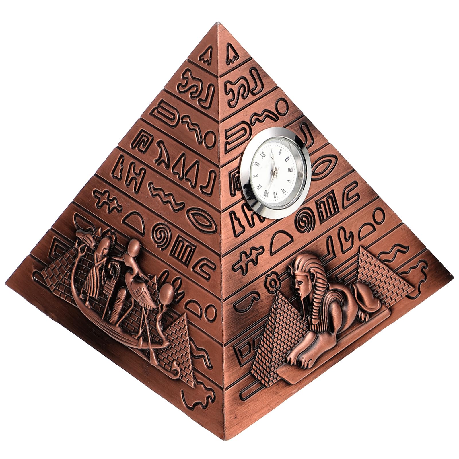 Reloj de mesa egipcio KICHOUSE de aleación roja para adorno de escritorio