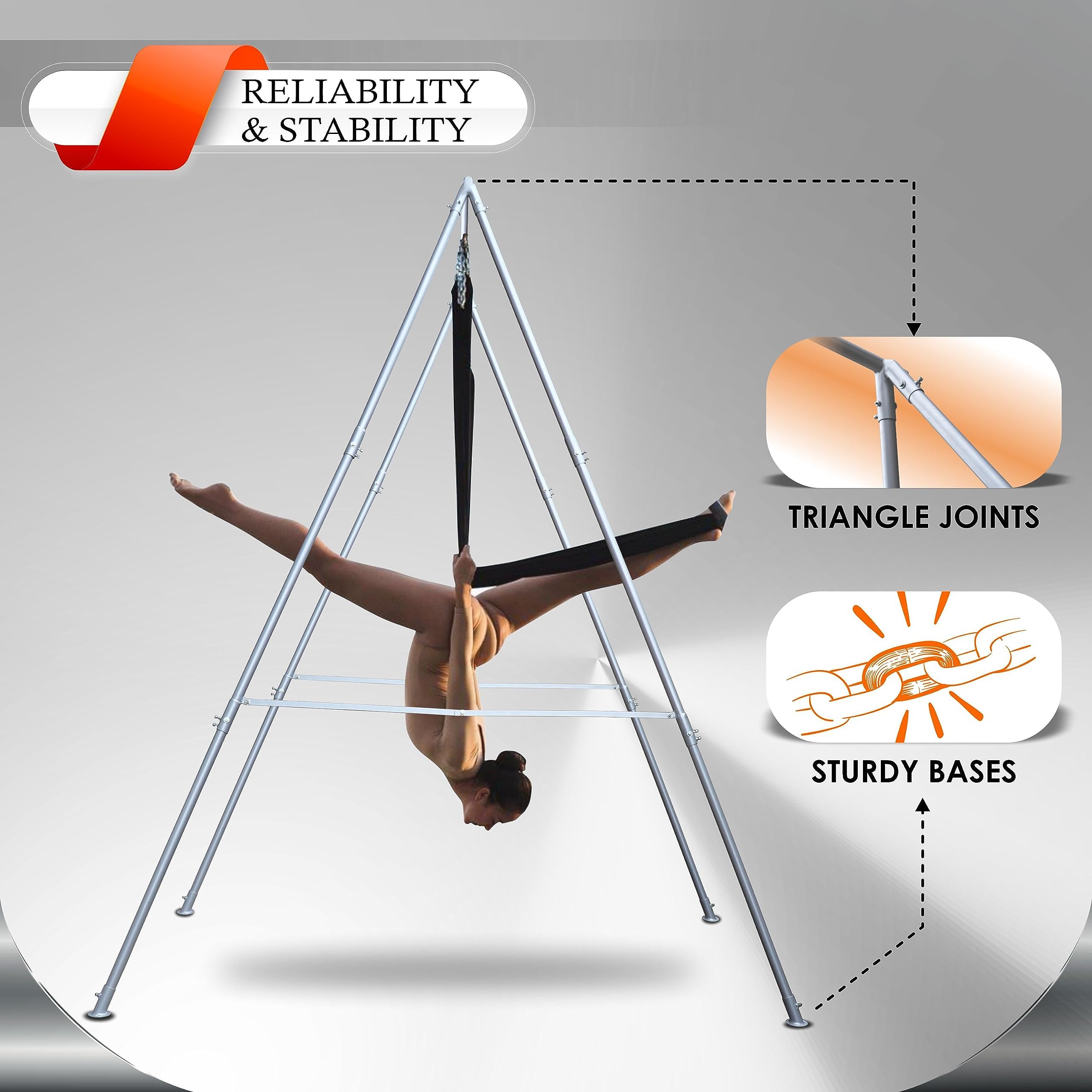 Kit Yoga Aérien Complet : Support Portable + Balançoire En Soie Blanche 20ft - Neuf