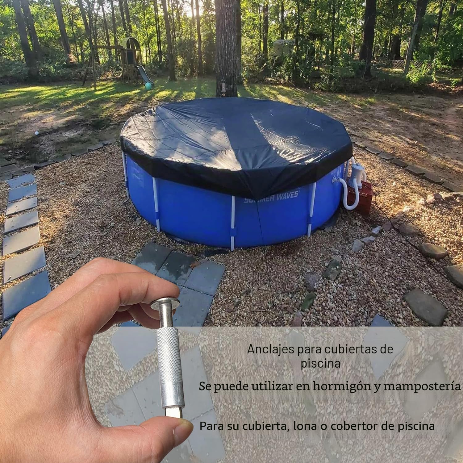 Tornillos de Anclaje Escamoteables para Lonas y Cobertores de Piscina - 10 Piezas