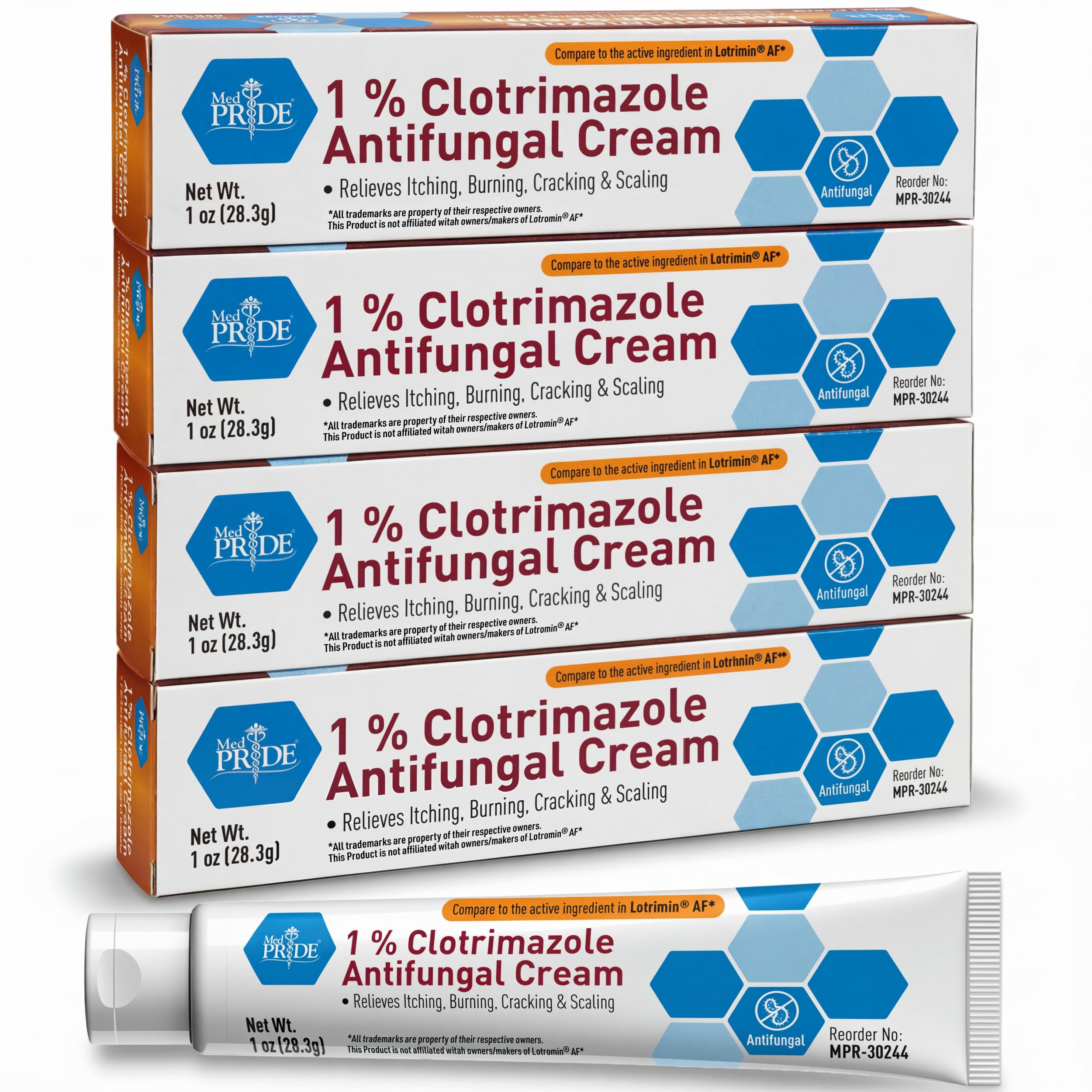 MED PRIDE Clotrimazole Antifungal Cream 1 Percent Treats Athlete's Foot Jock Itch Ringworm Relieves Itching Burning Skin Care Treatment for Baby 4 Pack