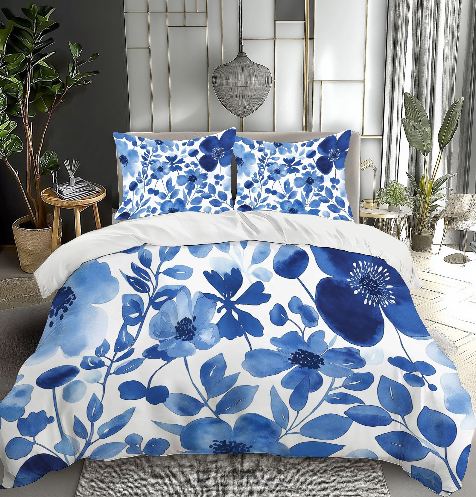 Housse de couette indigo 140x200cm pour créer une ambiance de chambre cocooning et moderne