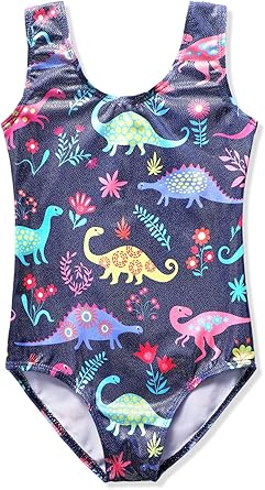HOZIY Gymnastics Leotards for Girls Toddlers Kids Sleeveless Tumbling Outfits for Dance Print