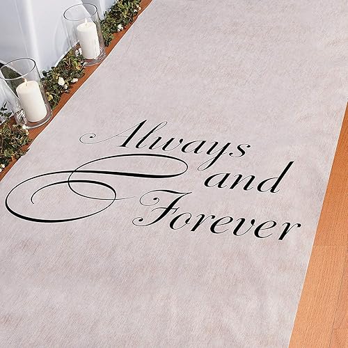 Miniatura 4 de Always & Forever 100 ft boda Pasillo Runner largo novia sentimiento, color blanco y negro