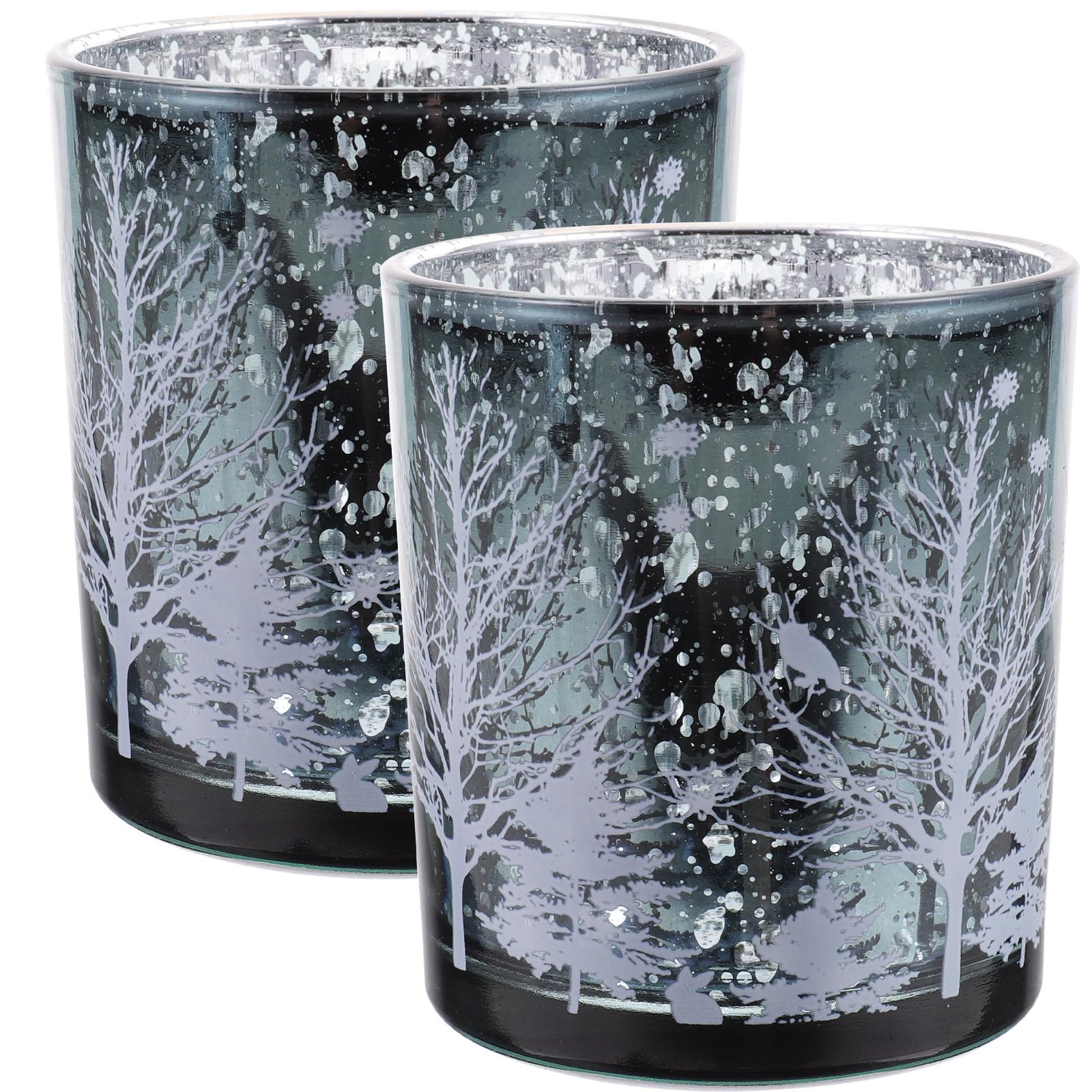 Toyvian 10 Unidades Portavelas Navideño de Cristal Estampado de Árbol de