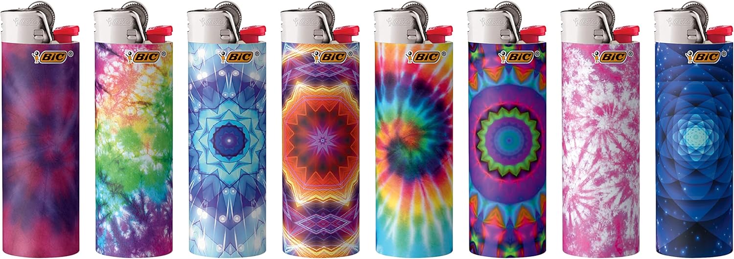 BIC Maxi Pocket Lighter, Special Edition Psychedelic Collection, Assorted Unique Lighter Designs, 50 Count Tray of Lighters