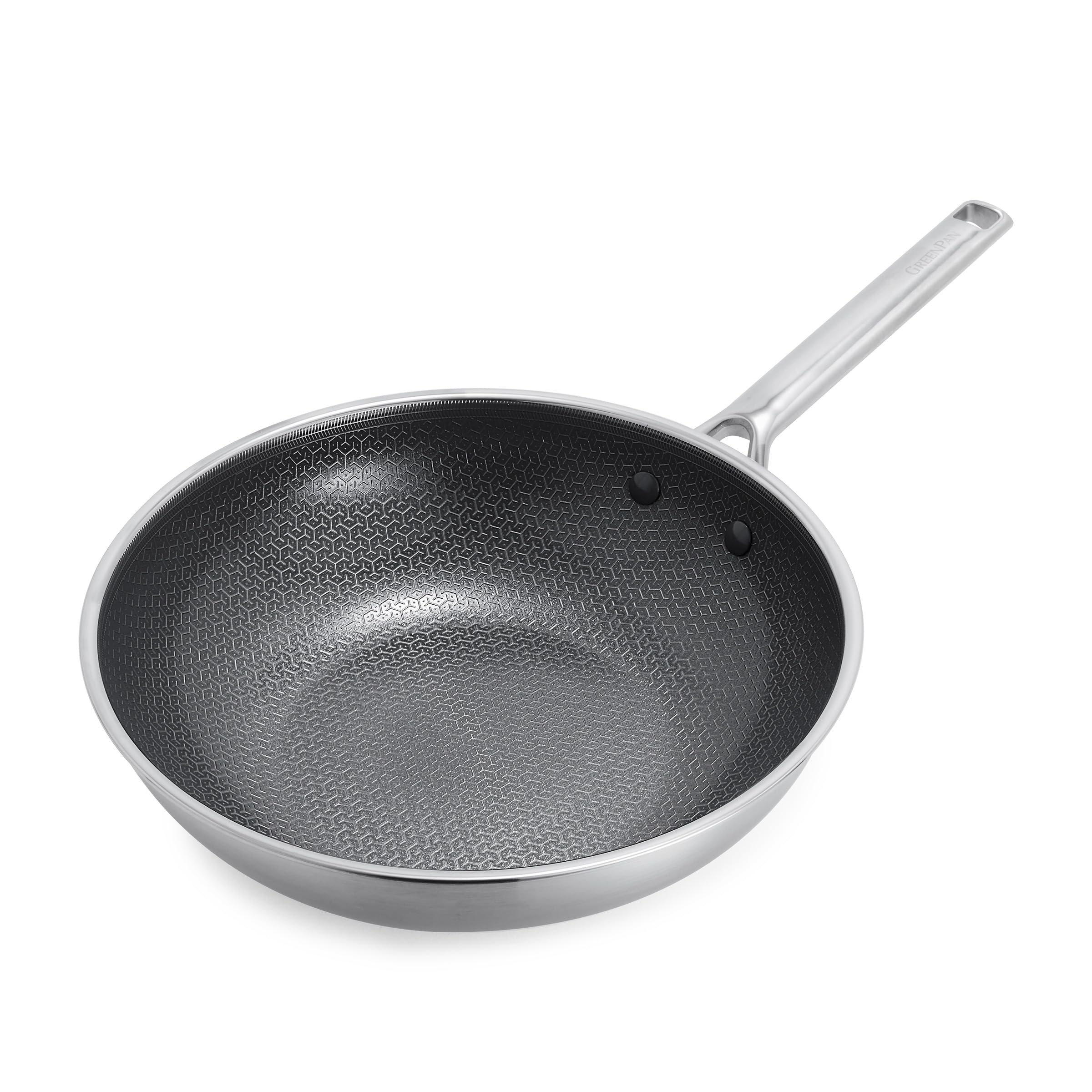 GreenPan Hybrid-Wok aus Edelstahl mit Antihaftbeschichtung, 28 cm, APEX Tri-Ply Thermobond PFAS-freie Keramikpfanne, Induktionsgeeignet, Ofenfest bis 220 °C, Spülmaschinenfest, Silber