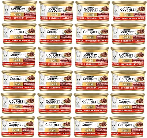 Gourmet Gold Parça Etli Sığır Etli Yaş Kedi Maması (24 x 85 gr)