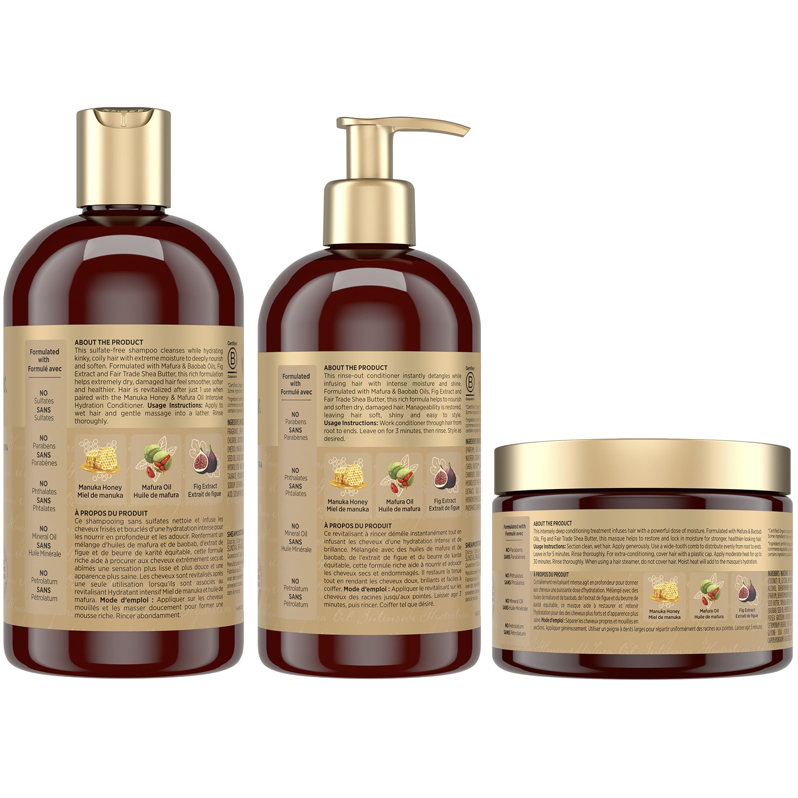 Shea Moisture Intensive Hydration Shampoo, Conditioner, & Masque