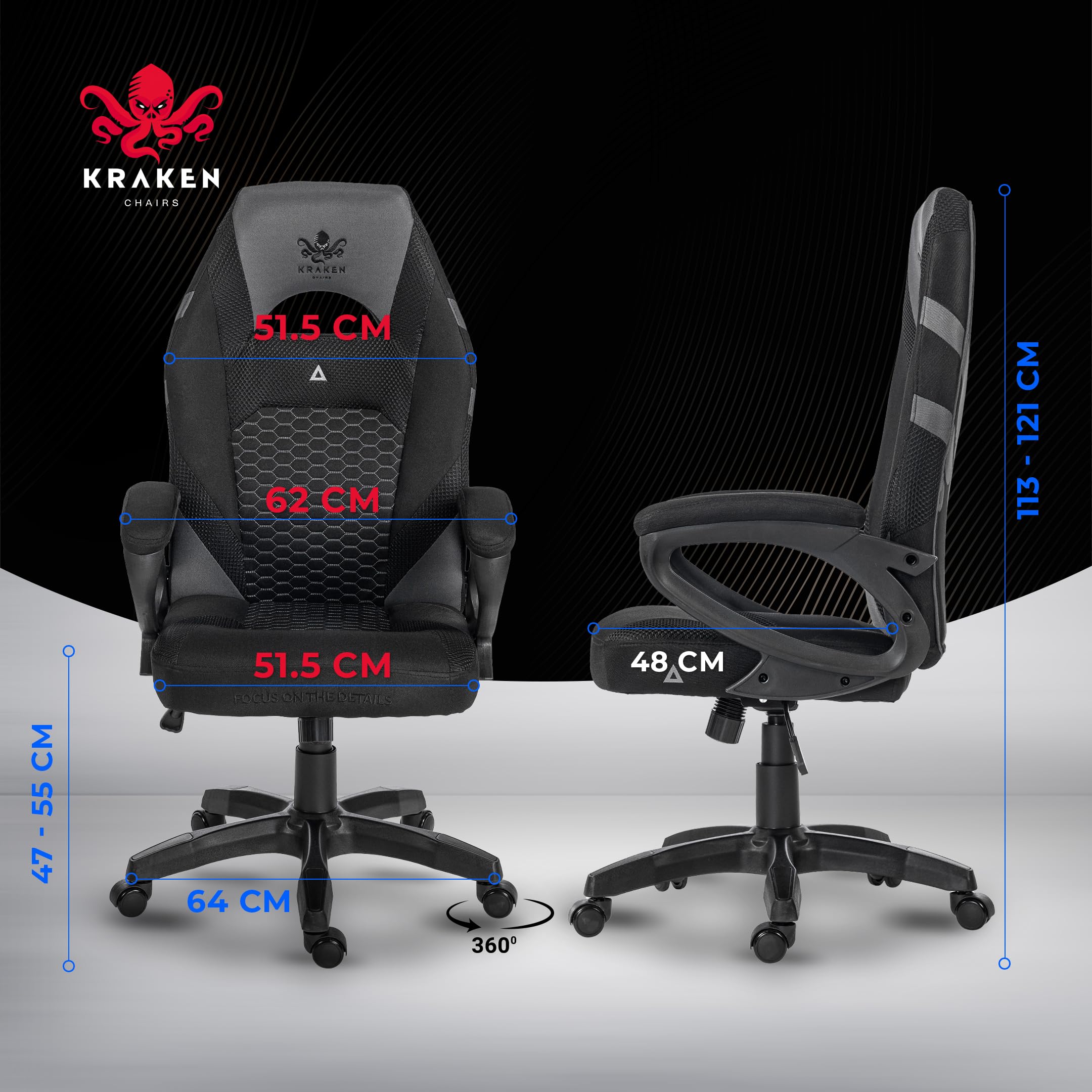 Sedia Gaming Tessuto Traspirante - Poltrona Gaming Ergonomica Con Inserti Mesh, Imbottitura Morbida, Funzione Dondolo E Gaslift, Sedia Ufficio Portata 130 kg, Nero-Grigio