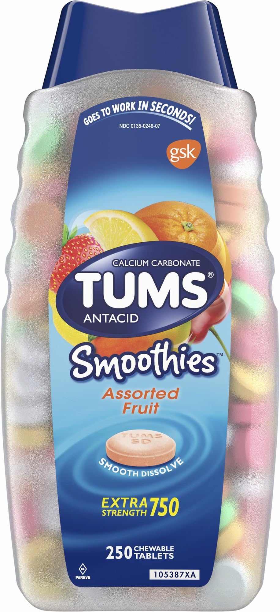 Product of Tums Smoothies Assorted Fruit Flavor Chewable Tablets, 250 ct. - [Bulk Savings]