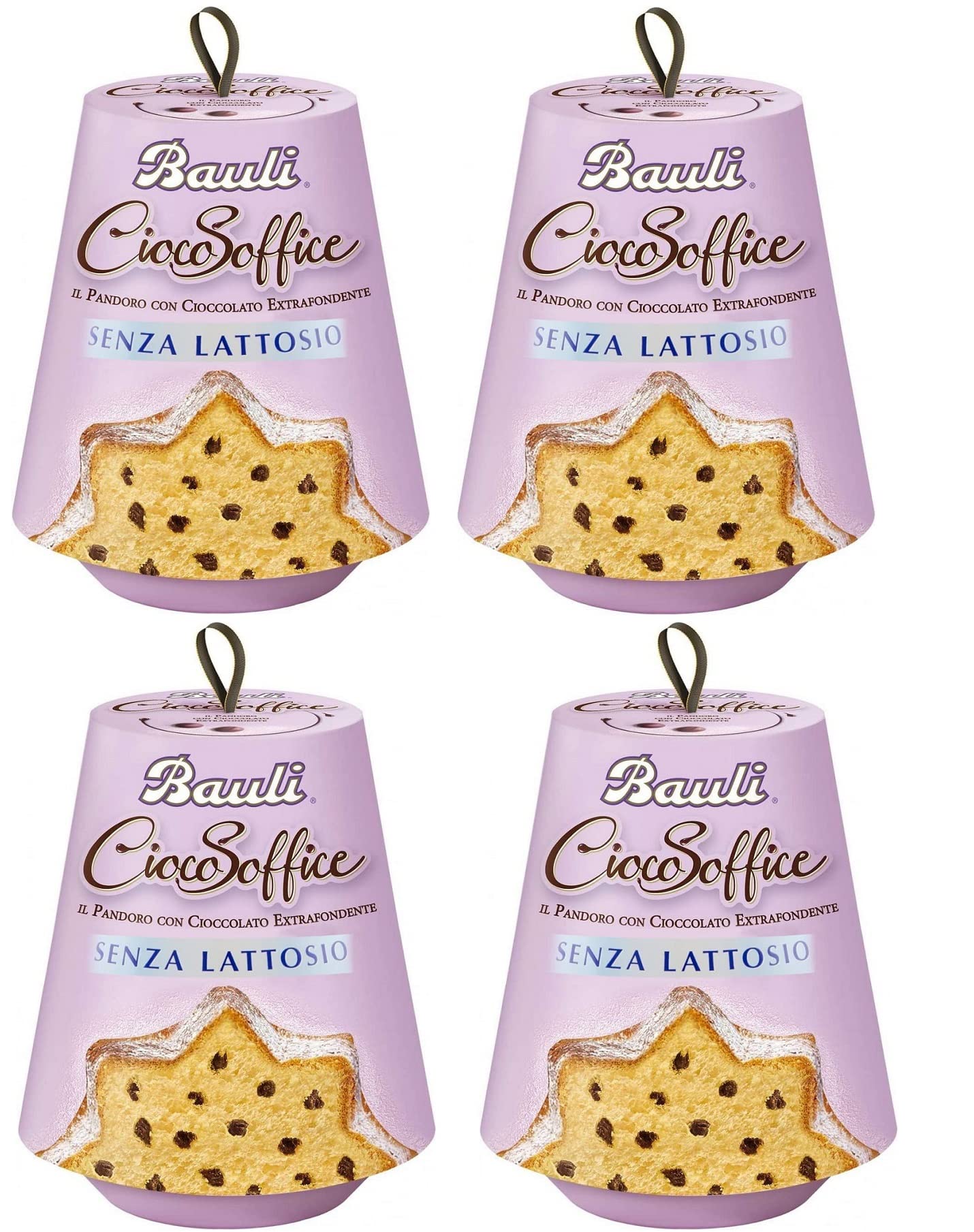 Bauli Il Pandoro CiocoSoffice Senza Lattosio 700 g Pasteles de Navidad sin lactosa con gotas de chocolate extra oscuro