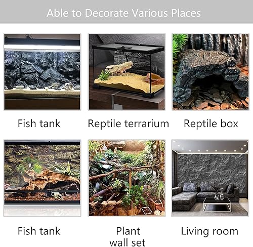 Miniatura 5 de 4 piezas de fondo de terrario de roca, tablero de fondo de tanque de reptiles 3D, pared de fondo estéreo de anfibios, lagarto serpiente gecko araña,