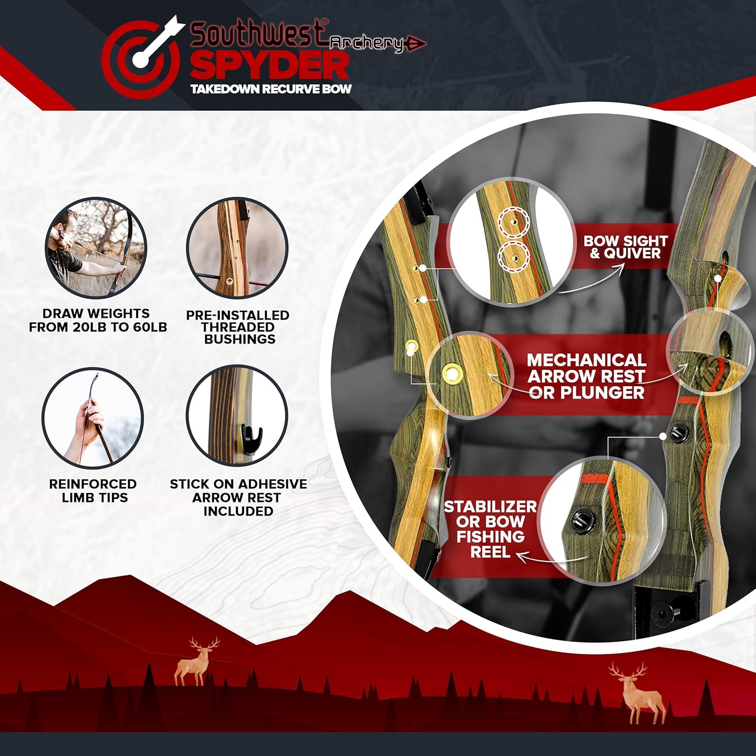 Recurve Bows Spyder and Spyder XL Takedown Recurve Bow Stringer Tool