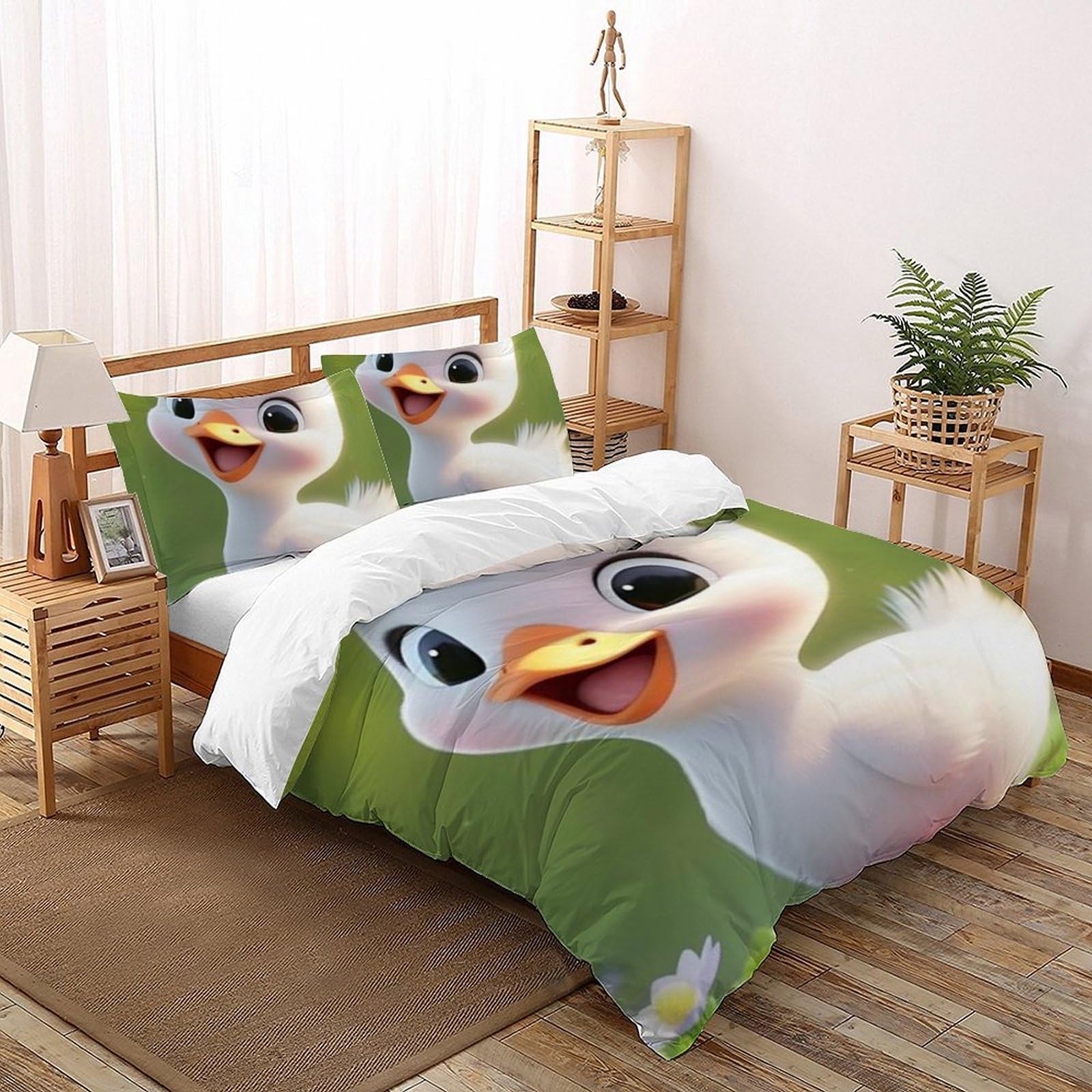 Housse de couette double microfibre 200x200 animaux imprimé 3D avec 2 taies d'oreiller pour garçon