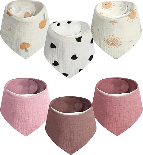 Miniatura 9 de Baberos magnéticos tipo bandana para baba, paquete de 6 baberos con cierre magnético, babero de dentición seguro, fácil y elegante
