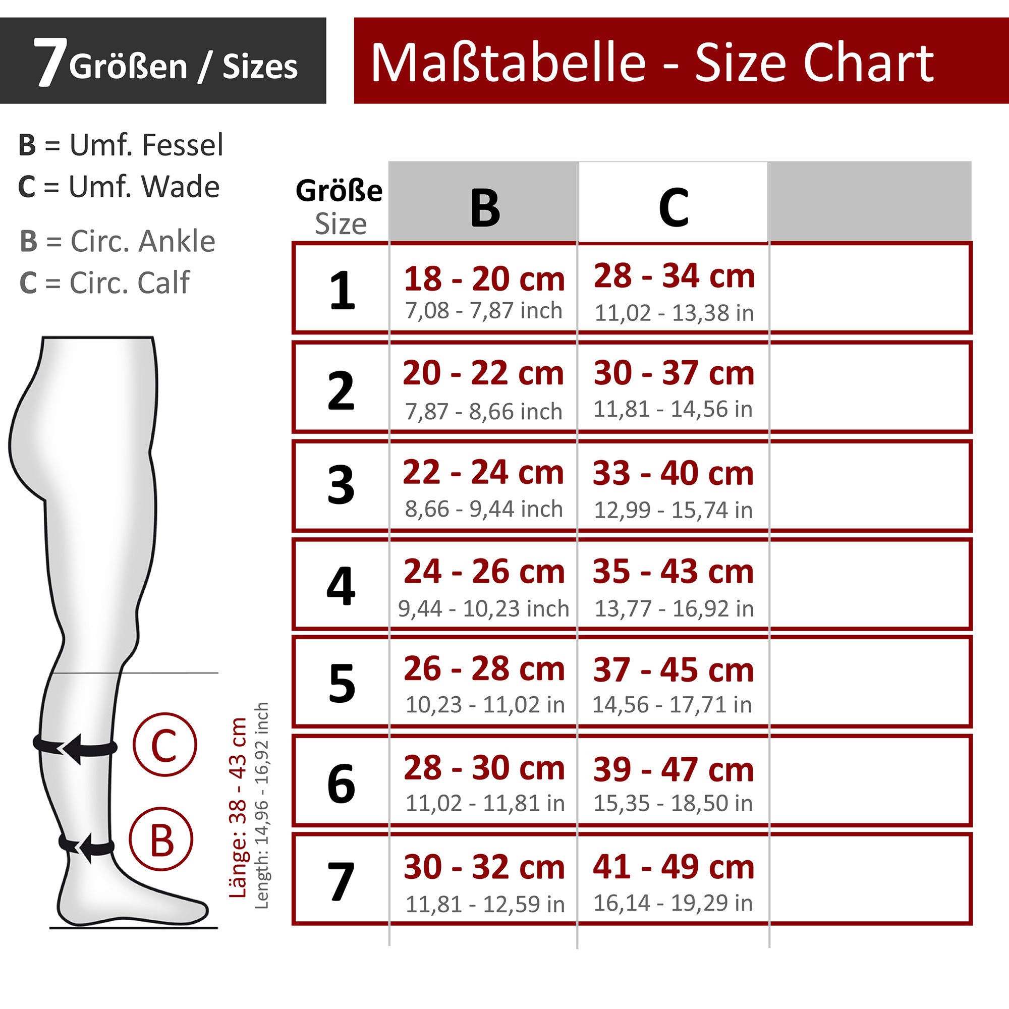 RIEMTEX medizinische Kompressionsstrümpfe Klasse 2 CCL2 23-32 mmHg Wadenstrümpfe für Damen Geschlossene Spitze PREMIUM Serie 3211a (Größe 6, Burgundy)