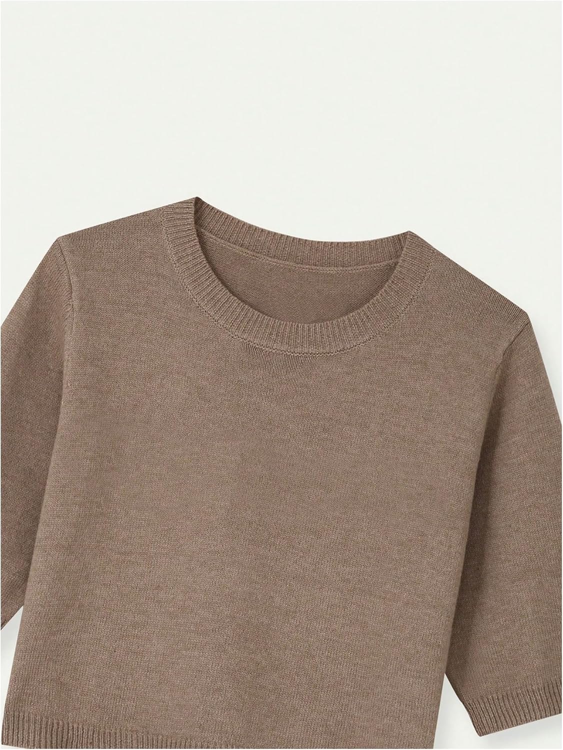 GORGLITTER Women's Short Sleeve Cropped Sweater Trendy Crew Neck Oversized Pullover Tops - Image 5