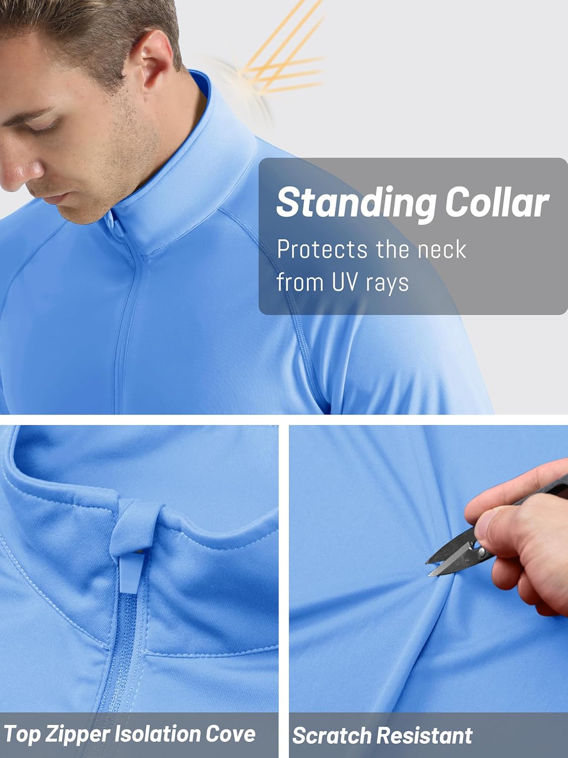 TACVASEN Men's Long Sleeve Athletic Shirts 1/4 Pullover Zip Sun Protection Rash Guard UPF 50+ Outdoor Running T-Shirts - Image 6