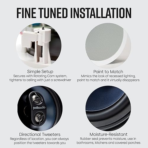 Miniatura 4 de Polk Audio RC6s - Altavoz estéreo en techo de 6.5 pulgadas Doble canal desde una sola ubicación Perfecto para colocación húmeda y húmeda en