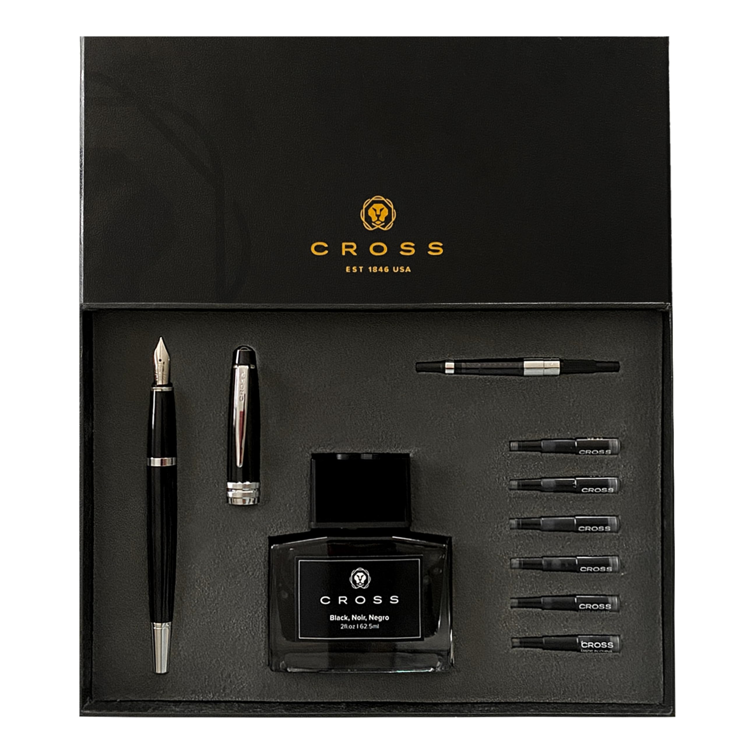 Cross Bailey Refillable Fountain Presented in a Premium Gift Box - Medium Point, Black Ink, Black