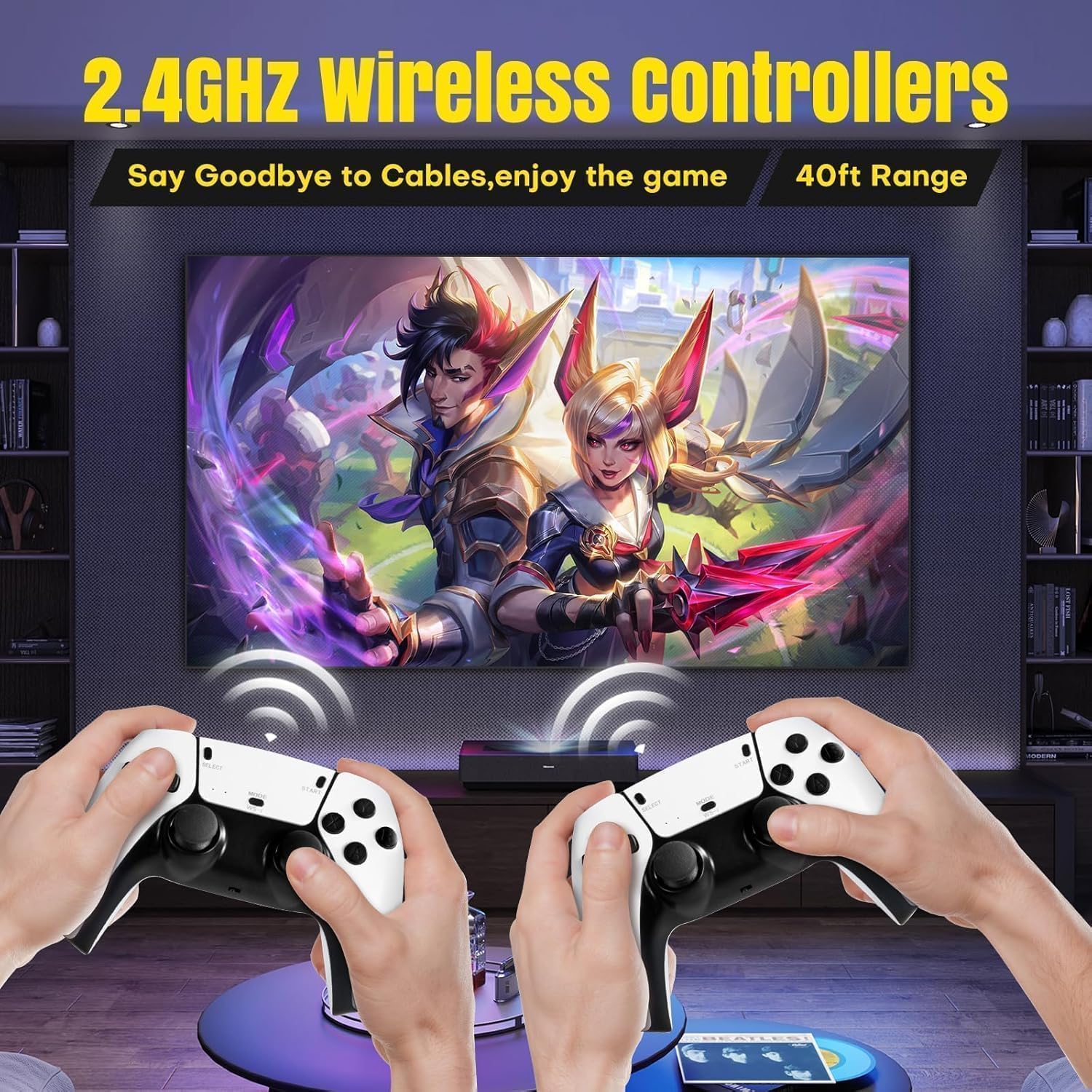 2025 Retro Game Console Stick with 20,000+ Games, 23 Emulators, 4K HDMI Output, Plug & Play TV Video Game System with TF Card & 2 Wide-Grip 2.4GHz Wireless Controllers (45G) — view 5