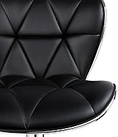 Vista 8 de Yaheetech Juego de 4 taburetes de bar, sillas de isla con respaldo de concha, taburetes de bar ajustables de piel sintética, sillas de bar Negro