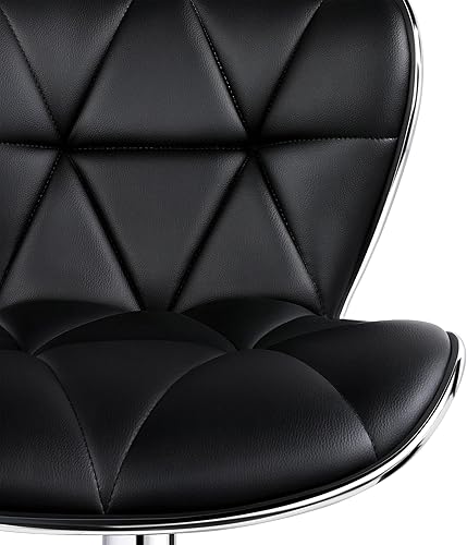 Miniatura 7 de Yaheetech Juego de 2 taburetes de bar, taburetes de bar ajustables de piel sintética con respaldo de concha, sillas de bar con reposapiés para Negro
