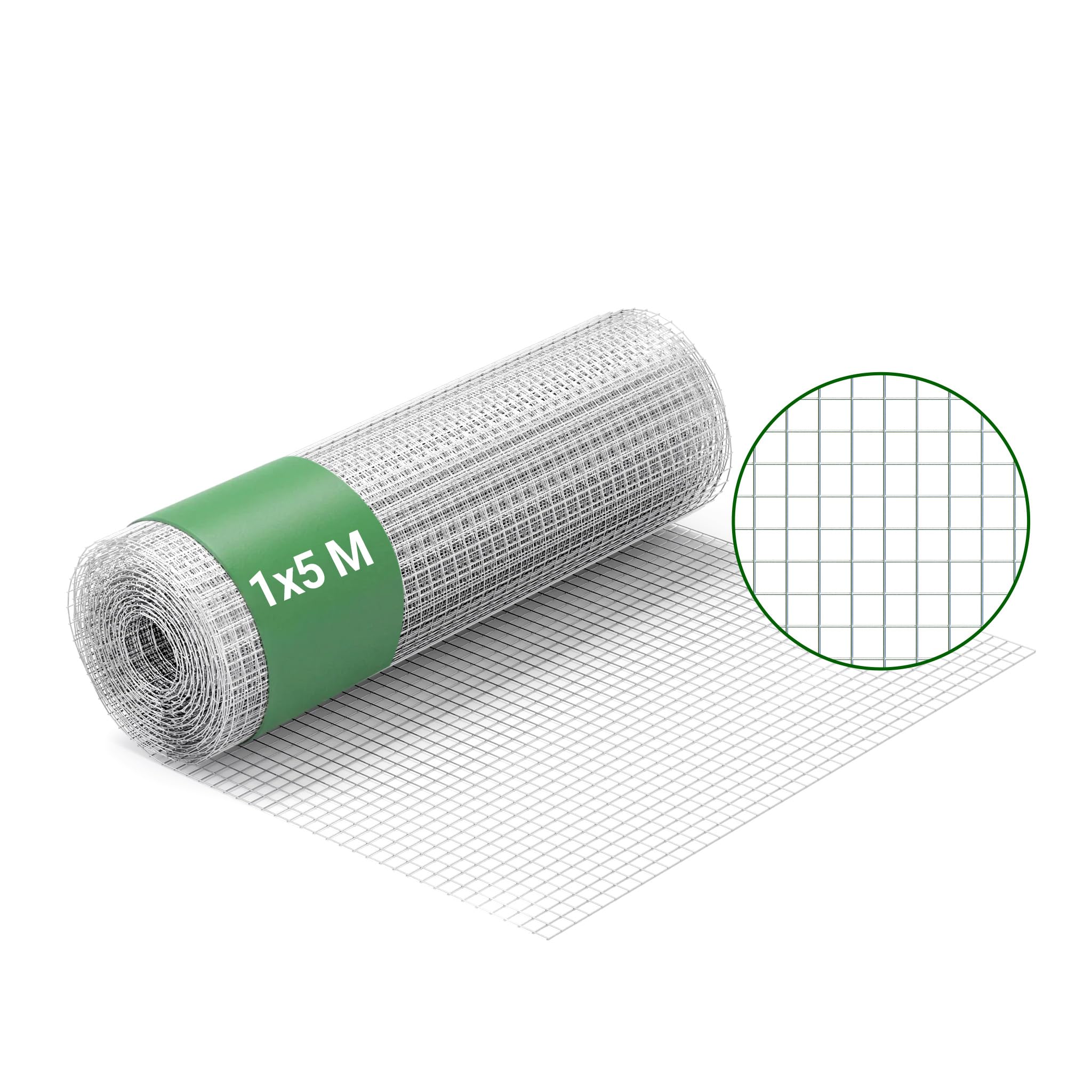 Wiltec Grillage à mailles - 5 m x 100 cm/​Épaisseur fil 1,​2 mm/​Maille 19 x 19 mm - en Acier galvanisé - Grille métallique pour Volière Clapier Clôture Jardin Sylviculture Agriculture